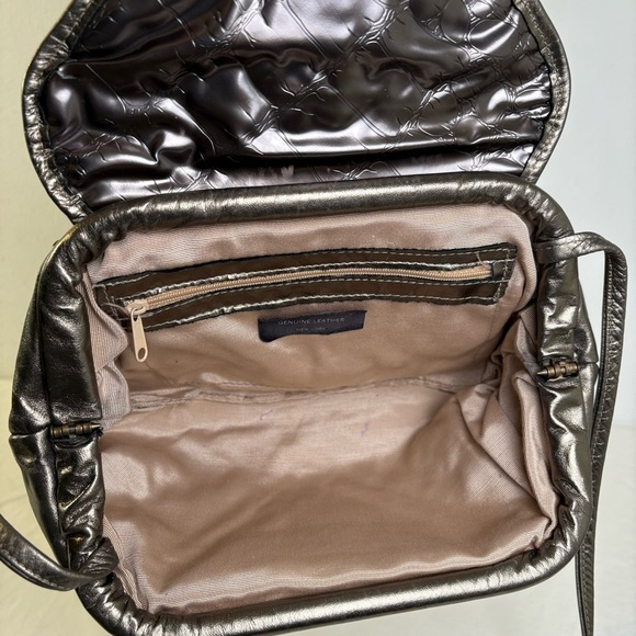 Atalla Vintage 80s 40s Art Deco Geometric Textural Metallic Genuine Leather Bag - Picture 15 of 16